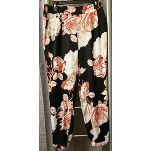 Black‎ Label By Chico's Multi-Color Floral Elastic Cuff Ankle 28" Inseam Sz 00